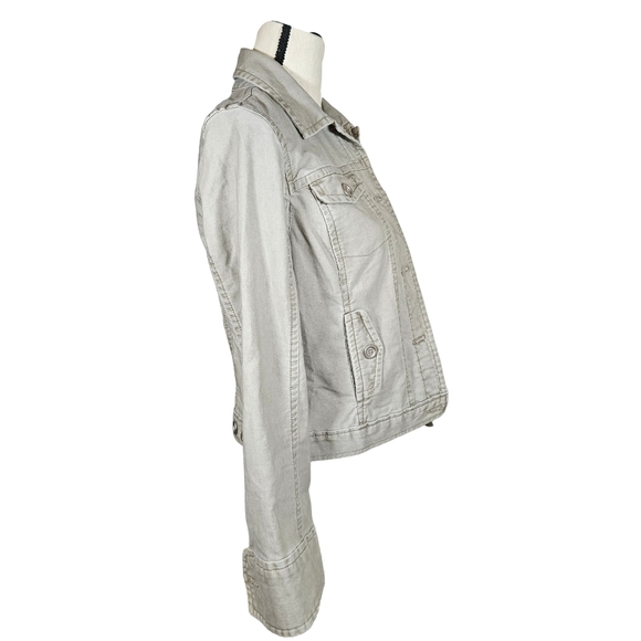 French Cuff 100% Cotton Women's Jean Jacket, Tan, Small - Picture 3 of 11